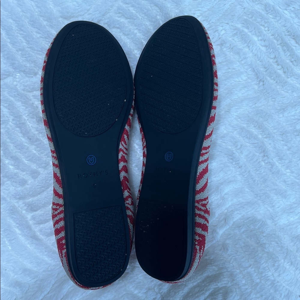 Rothy’s The Flat Red Zebra Print Knit Flats Women’s Size 9 EUC Washable - Picture 7 of 11